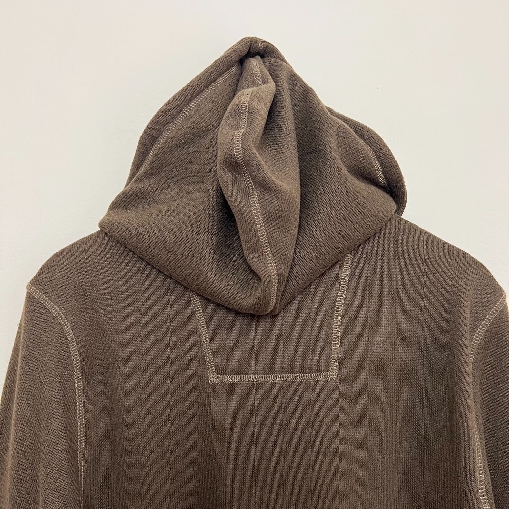 NWT G.H. BASS Co Brown 1/4 Button‎ Fleece Lined Pullover Hoodie Knit Pullover M - Picture 10 of 13